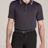 A.T. Performance Tipped Golf Polo for Tall Men in Charcoal