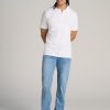Men's Tall Classic Polo with Embroidered Logo in Bright White - Image 4