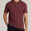 Men's Tall Classic Polo with Embroidered Logo in Cherry Brown