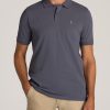 Men's Tall Classic Polo with Embroidered Logo in Grey Blue