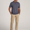 Men's Tall Classic Polo with Embroidered Logo in Grey Blue - Image 4
