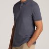 Men's Tall Classic Polo with Embroidered Logo in Grey Blue - Image 3