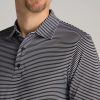 A.T. Performance Stretch Stripe Golf Tall Men's Polo Shirt in Black - Image 2