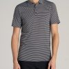 A.T. Performance Stretch Stripe Golf Tall Men's Polo Shirt in Black