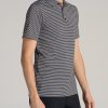 A.T. Performance Stretch Stripe Golf Tall Men's Polo Shirt in Black - Image 3
