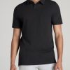 Slub Self Collar Tall Polo Shirt in Black