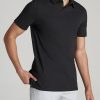 Slub Self Collar Tall Polo Shirt in Black - Image 3