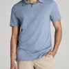 Slub Self Collar Tall Polo Shirt in Chambray