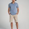 Slub Self Collar Tall Polo Shirt in Chambray - Image 4