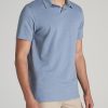 Slub Self Collar Tall Polo Shirt in Chambray - Image 3