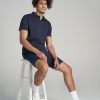 Slub Self Collar Tall Polo Shirt in Navy - Image 4
