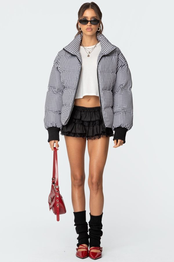 Oversized Gingham Puffer - Image 2