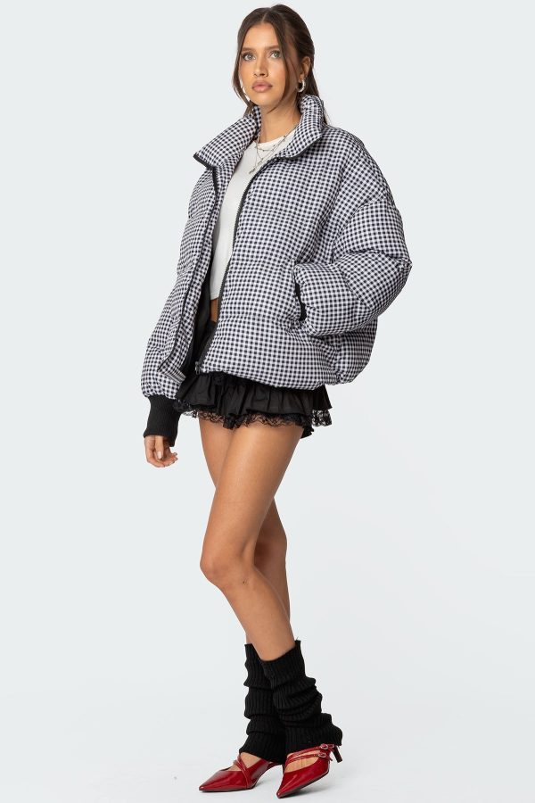 Oversized Gingham Puffer - Image 3