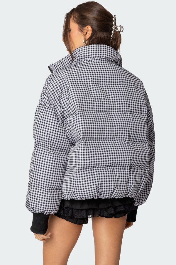 Oversized Gingham Puffer - Image 5