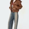 Wintry Faux Leather Hooded Puffer - Image 2