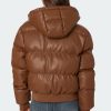 Wintry Faux Leather Hooded Puffer - Image 4